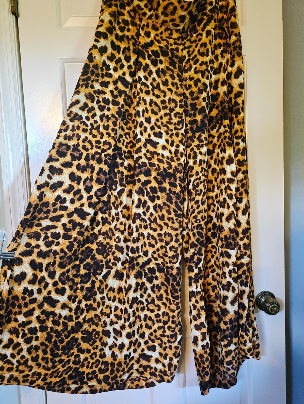 Ashley Stewart Wild Leopard Print Super Wide Plazzo Pants Size 16 Semi Sheer